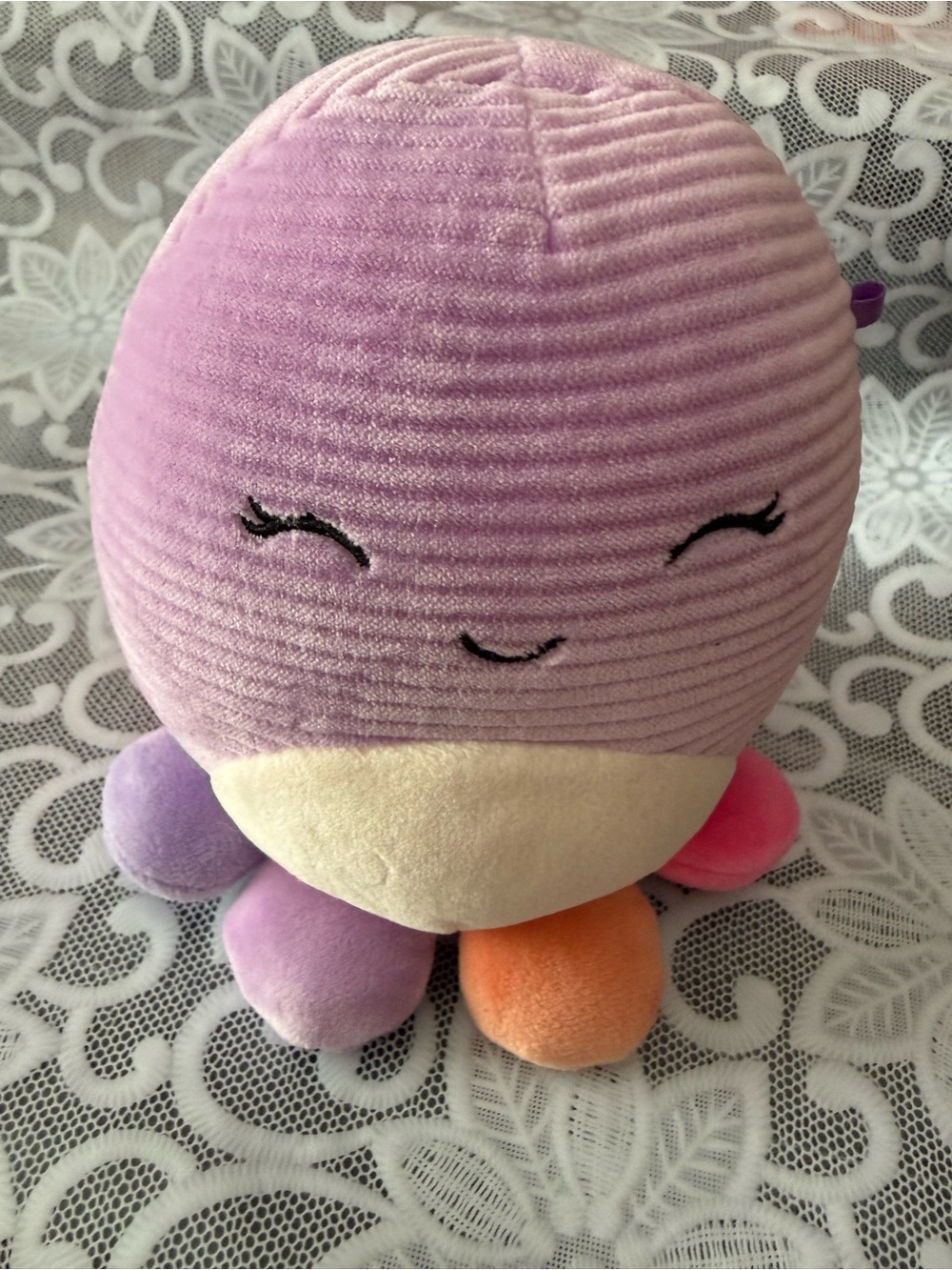 Squishmallows Purple Octopus Plush with Cream Belly and Multicolor Tentacles